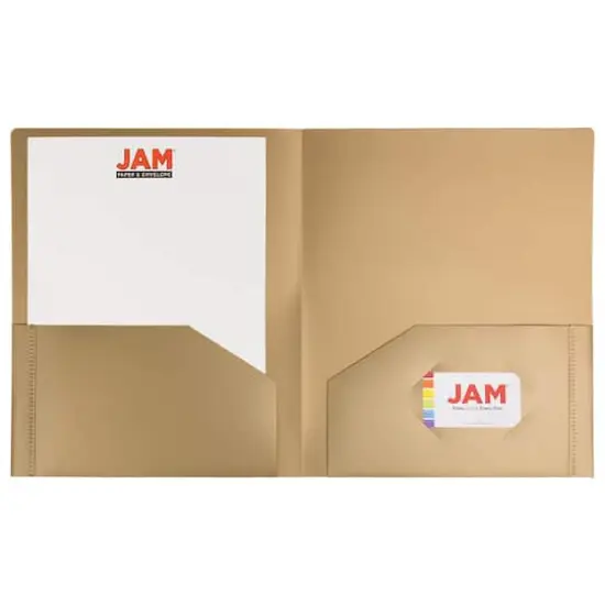 JAM Paper Heavy Duty Plastic 2-Pocket Folders, 6ct. Gold {5}
