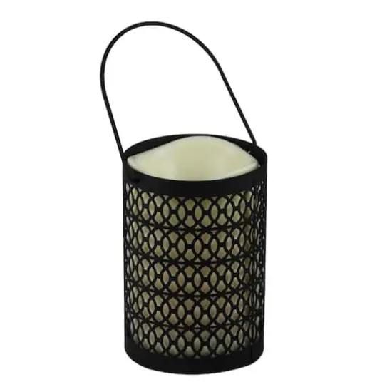 12" Opulent LED Candle Lantern with Timer, Black {4}