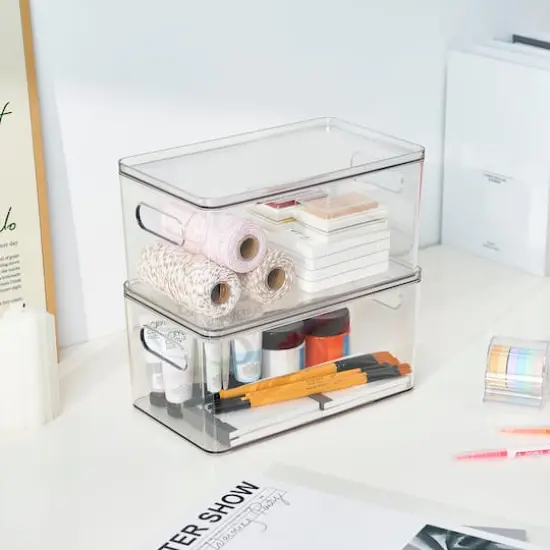 Small Clear Stacking Plastic Bin with Lid by Simply Tidy&reg; {4}