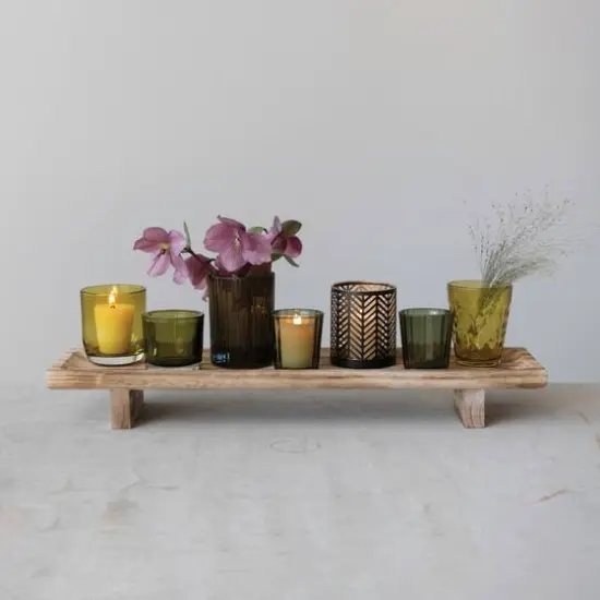 Hello Honey&reg; Wooden Footed Tray & Votive Holder Set {6}