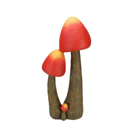 24.5" Red, Orange & Brown Wild Mushroom Outdoor Patio Garden Statue {1}