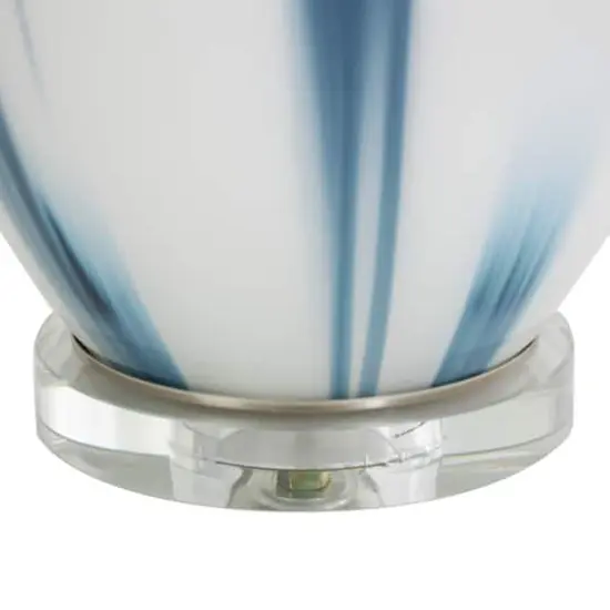 2ft. White Glass Abstract Accent Lamp with Blue Drip Splatter Design {3}
