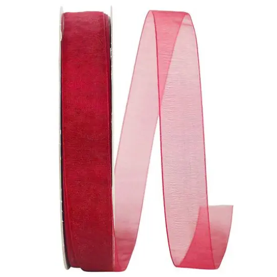 JAM Paper 7/8" x 100yd. Chiffon Mono Sheer Ribbon Scarlet {1}
