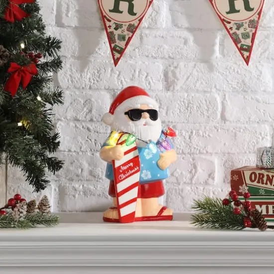 10" Ceramic Beach Santa {3}