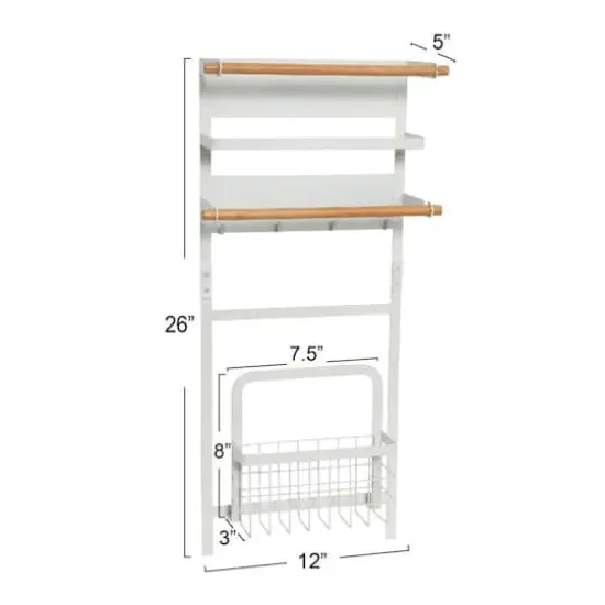 Household Essentials 26" Metal Magnetic Organizer Rack White {5}