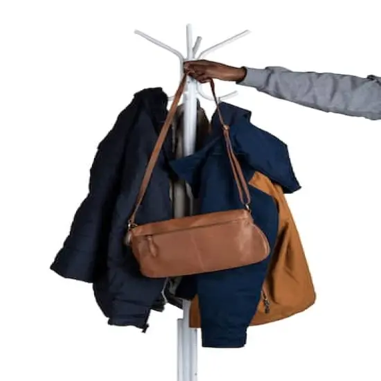 Mind Reader 3-Tier 8-Hook Coat Rack White {6}