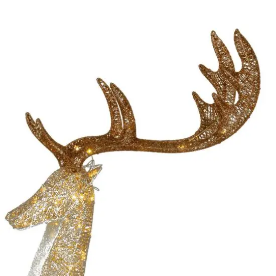 55" Crystal Champagne Standing Buck, White Twinkling LED Lights {4}