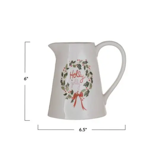 Hello Honey® 1qt. Holly Jolly Stoneware Pitcher with Gold Electroplating {6}