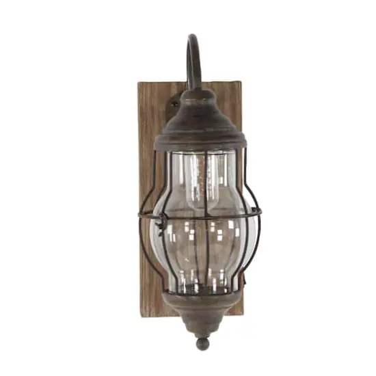 17" Brown Iron Industrial LED Wall Sconce {5}