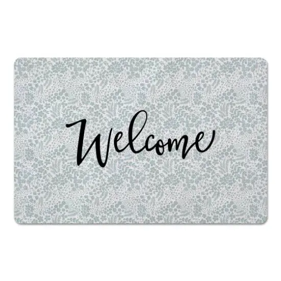 Welcome Dainty Floral Floor Mat Blue {1}