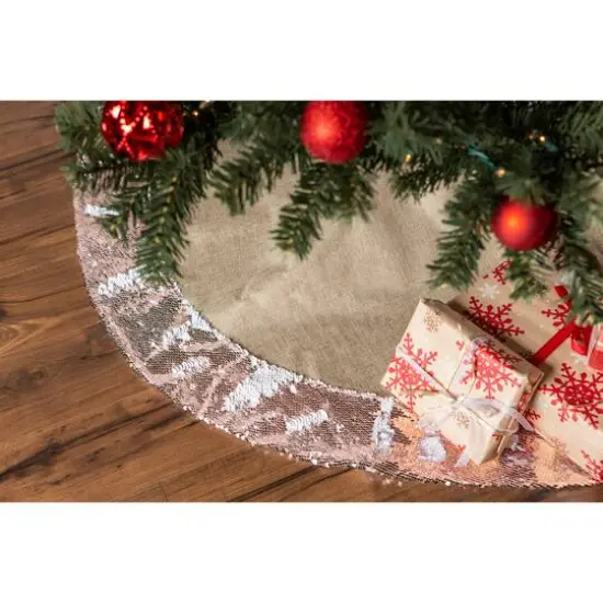 DII&reg; Champagne Sequin Linen Holiday Tree Skirt {4}