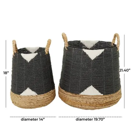 CosmoLiving by Cosmopolitan Black Banana Leaf Bohemian Storage Basket Set {6}