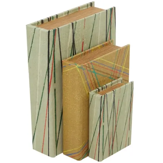 Line Print Faux Leather Faux Book Box with Varying Patterns Set {1}