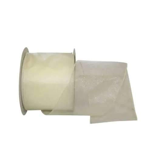 JAM Paper 4" x 30yd. Sheer Wired Ribbon Ivory {1}