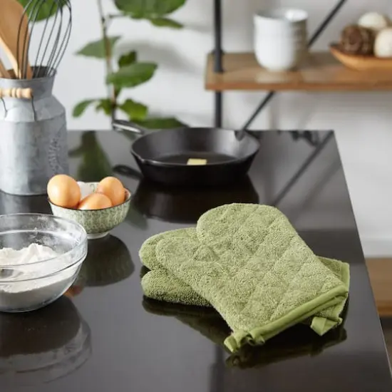 DII&reg; Terry Oven Mitts, 2ct. Antique Green {5}