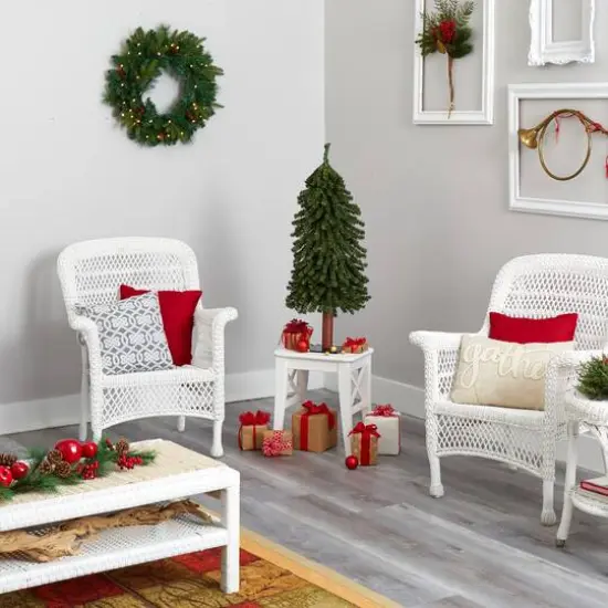 3ft. Pre-Lit Grand Alpine Artificial Christmas Tree, Clear LED Lights {8}