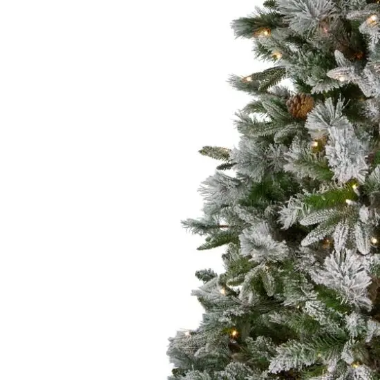 7.5ft. Pre-Lit Real Touch™️ Flocked Rosemary Emerald Angel Pine Artificial Christmas Tree, Clear LED Lights {6}