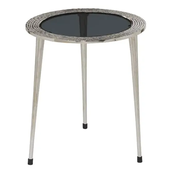 19" Silver Contemporary Aluminum Accent Table {1}