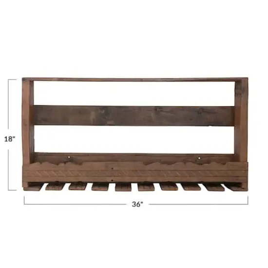 Hello Honey&reg; 36" Reclaimed Wood Wine Glass Wall Rack with Shelf {7}