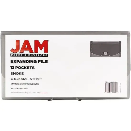 JAM Paper 13 Pocket Plastic Accordion FolderSmoke Gray {7}