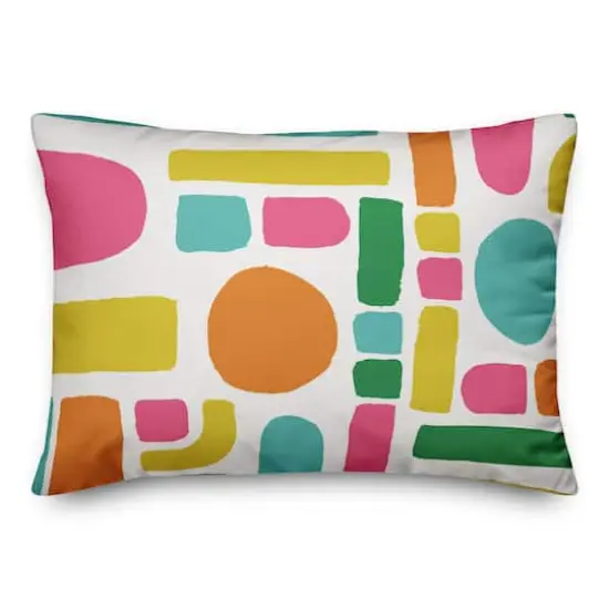 20" Abstract Neon Shapes Pattern Spun Poly Pillow {1}