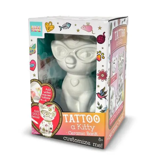 Bright Stripes Tattoo A Ceramic Kitty Bank Activity Kit {1}