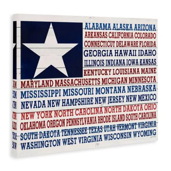 Stupell Industries U.S.A. Star Patriot Flag Listed State Typography Sign Canvas Wall Art {4}