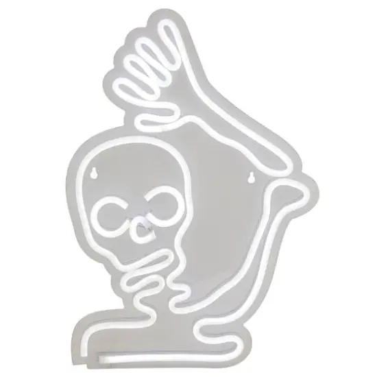 15" White LED Neon Style Skeleton Halloween Window Silhouette {4}