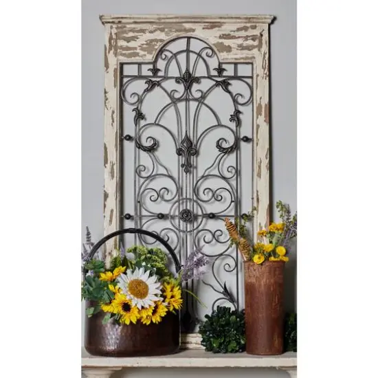 51" White Metal Rustic Ornamental Wall Decor {10}
