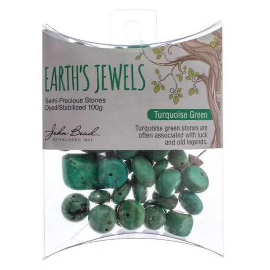 John Bead Earth's Jewels Natural Stone Bead Assortment, 100g Dyed Green Turquoise {3}