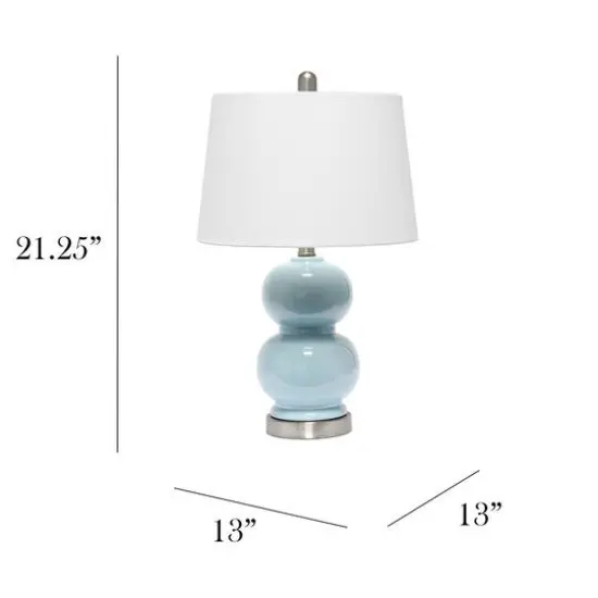 Lalia Home 21" Light Blue Dual Orb Table Lamp with Fabric Shade {4}