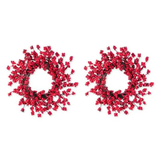 Glitzhome&reg; 14"D Christmas Mini Red Berries Wreath Set {1}