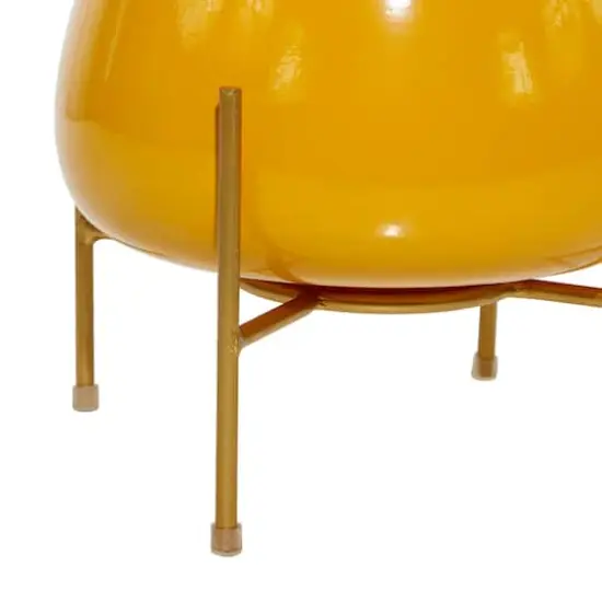 Metal Round Contemporary Planter Set Yellow {4}