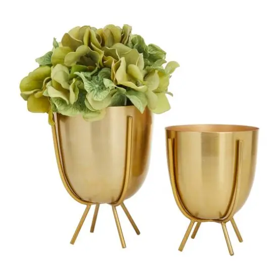 Gold Contemporary Planter, Set of 2" 6", 7" {1}