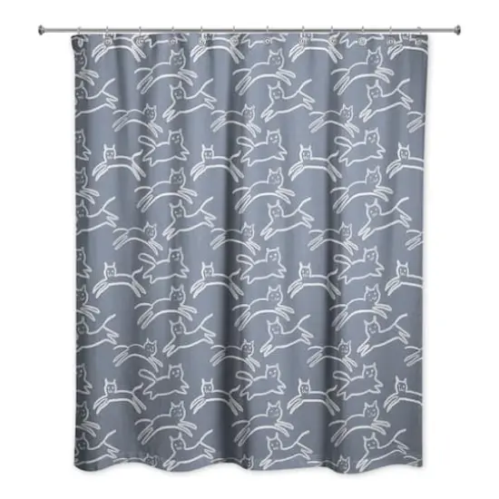 Kitty Shower Curtain Slate {1}