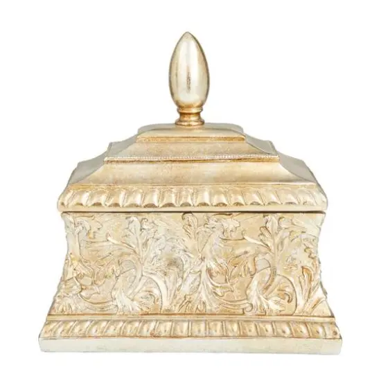 11" Gold Square Traditional Decorative Jar {8}