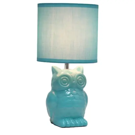 Simple Designs 13" Ceramic Owl Table Lamp Blue {3}