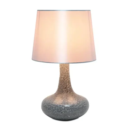 Simple Designs 14" Mosaic Glass Genie Table Lamp with Fabric Shade Gray {3}