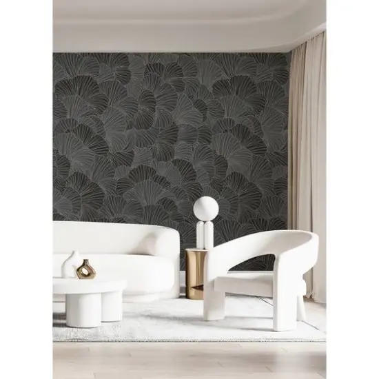 Katie Hunt Charcoal Gray Petals Wall Mural {9}