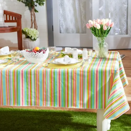 Spring Stripe Vinyl Tablecloth 60" x 84" {5}