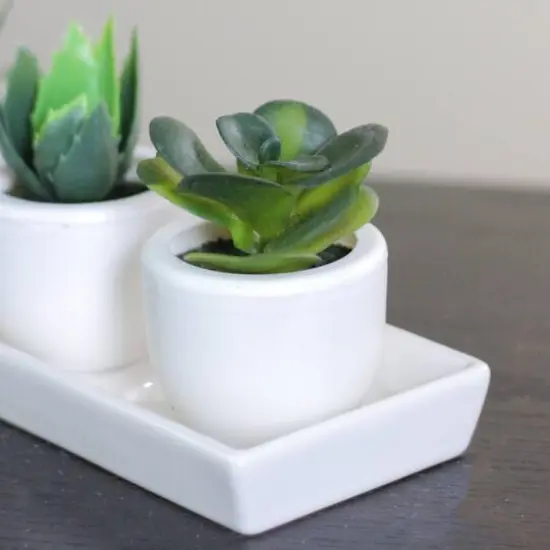 3" Artificial Tabletop Planter with White Pot {3}