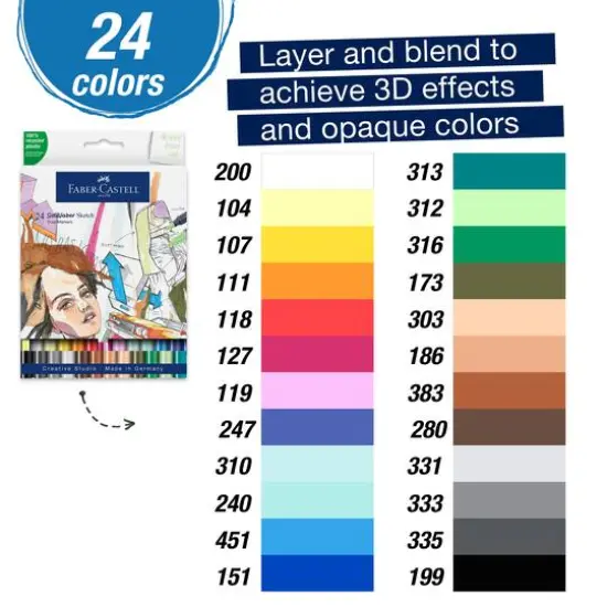 Faber-Castell&reg; Goldfaber 24 Color Dual Tip Sketch Markers {4}