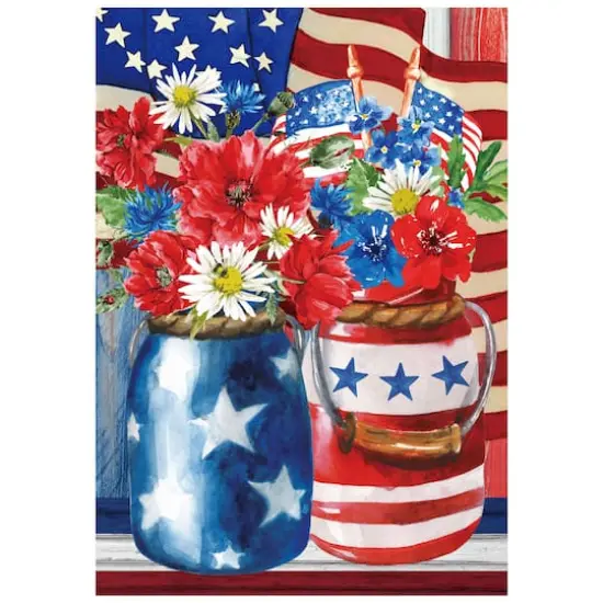 Patriotic Americana Floral Bouquet Outdoor Garden Flag, 12.5" x 18" {3}