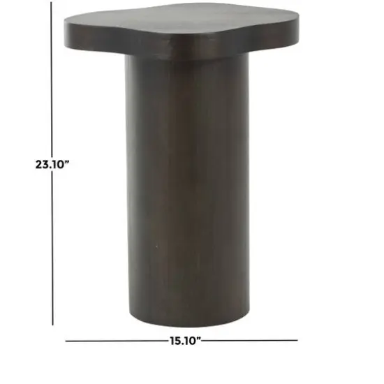 23" Black Pedestal Side End Accent Table with Rounded Square Top {8}