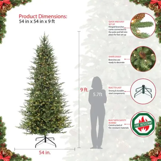 9ft. Pre-Lit Slim Balsam Fir Artificial Christmas Tree, Clear Lights {8}