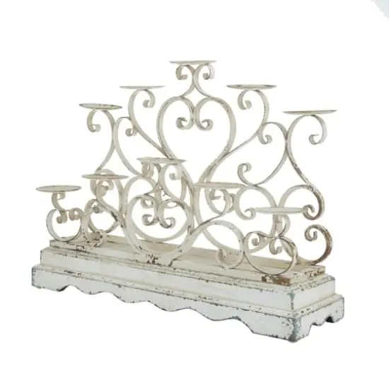 White Iron French Country Candelabra, 18" x 23" x 8" {3}