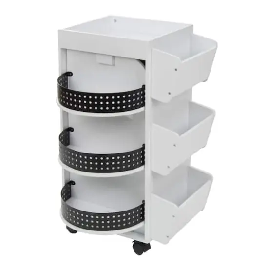 Studio Designs White & Black Swivel Mobile Organizer Cart {10}