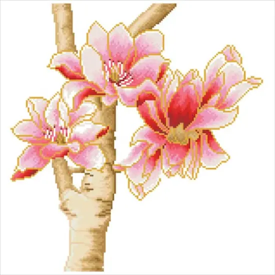Diamond Dotz&reg; Intermediate Magnolias On Blue 1 Diamond Painting Kit {3}