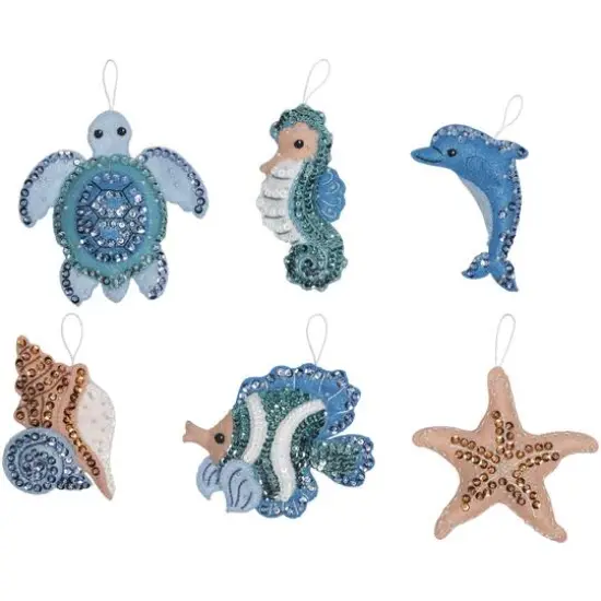 Bucilla&reg; Under The Sea Felt Ornaments Applique Kit Set {4}