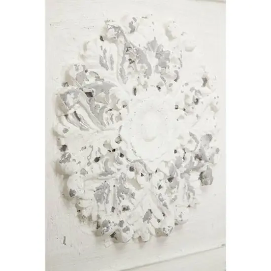 Set of 4 White Fiberglass Vintage Floral Wall Decor, 19" x 19" {7}